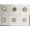 Image 1 : 6 older silver dimes 4- 92.5% Silver key dates 2 80% Silver 1911, 1915, 1918, 1919, 1929, 1930 Canad