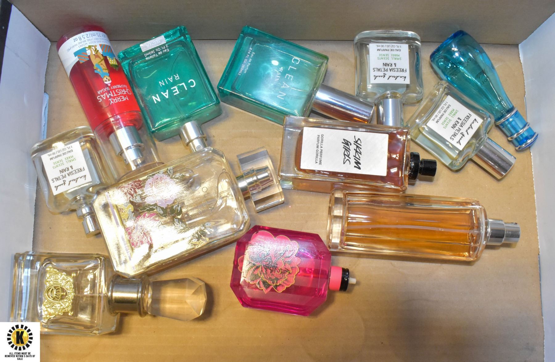 FLAT OF WOMENS PERFUMES - PARTIALLY USED