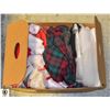 Image 1 : BOX WITH CHRISTMAS FABRICS, RUNNERS, TREE BLANKETS
