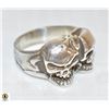 Image 1 : STERLING SILVER TWIN SKULL RING STAMPED