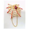 Image 1 : 32)  GOLD TONE WITH PINK ENAMEL AND CRYSTALS
