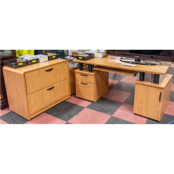 WOOD TONE OFFICE DESK SET