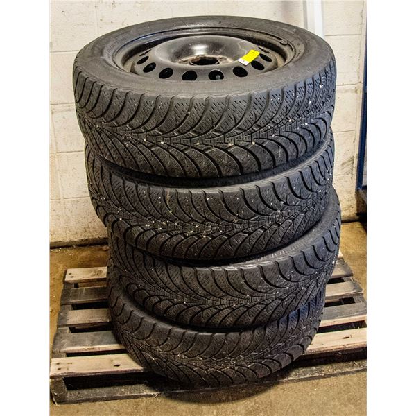 4 GOODYEAR WINTER TIRES ON RIMS 225/60R17