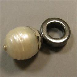 S. SILVER 13 MM SOUTH SEA PEARL AND HEMATITE UNISEX PENDANT
