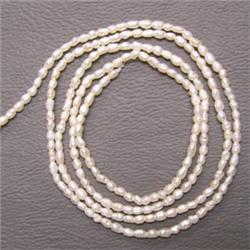 1.4-1 MM WHITE FRESH WATER RICE PEARL STRING 15 INCHES 