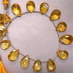 65 CTS CITRINE TEAR DROP STRAND 14x9 - 9x12 MM