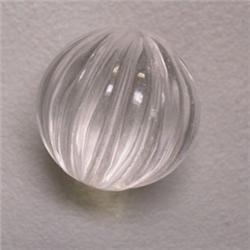 20 MM CARVED ROCK CRYSTAL QUARTZ BEAD - FULL DRILLED