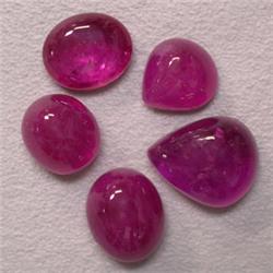 25.40 CTS LOT OF NATURAL COLOR RUBY CABOCHONS - DIFFERENT SHAPES AND SIZES