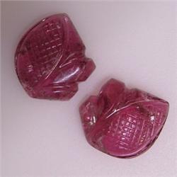 8.45 CTS PAIR OF CARVED TOURMALINE 12x10 MM