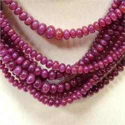 611 CTS 10 STRANDS OF GRADUATED RUBY RONDELLES NECKLACE - GOOD COLOR AND WELL MATCHED - INCLUDED
