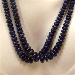 400 CTS 2 STRANDS OF GRADUATED BLUE SAPPHIRE RONDELLES NECKLACE - INCLUDED