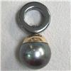 Image 1 : 14K BLACK TAHITIAN PEARL AND HEMATITE UNISEX PENDANT 26x12 MM