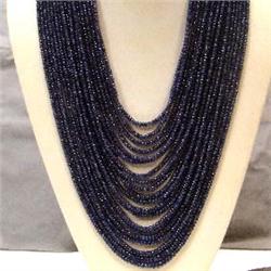 1073 CTS 20 STRANDS OF GRADUATED BLUE SAPPHIRE RONDELLES NECKLACE - GOOD COLOR AND WELL MATCHED - IN