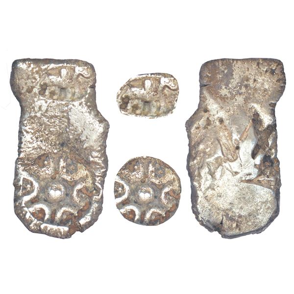 Ancient India: Archaic silver punch-marked coin, Gomti-Ghagra River Valley region, usually attribute