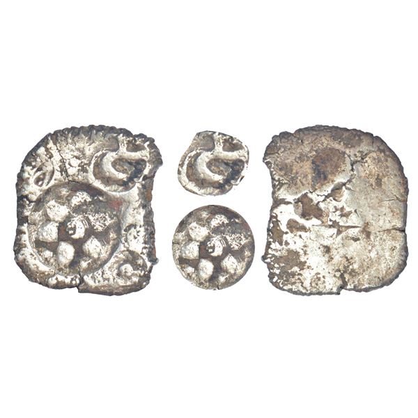 Ancient India: Archaic silver punch-marked coin, Gomti-Ghagra River Valley region, usually attribute