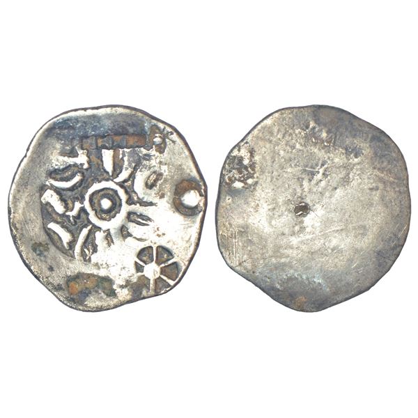 Ancient India: Archaic silver punch-marked coin - Middle Ganga Valley, usually attributed to Kashi J