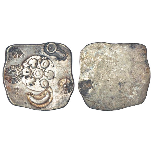Ancient India: Archaic silver punch-marked coin, Bihar series, generally attributed to 'Magadha Jana