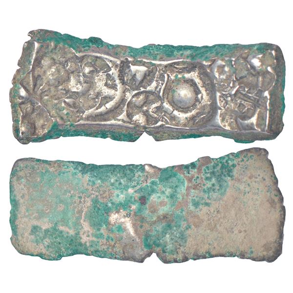 Ancient India: Archaic silver punch-marked coin, 'Narhan hoard' or 'Ghagra-Gandak River Valley' regi