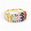 Image 5 : Plated 14KT Yellow Gold 3.27 Carat Multi Color Gemstone Ring