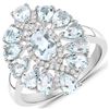 Plated Rhodium 1.8ctw Aquamarine and White Topaz Ring