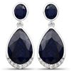 Rhodium Plated 7.76ctw Sapphire and Diamond Earrings