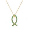 Plated 18KT Yellow Gold 1.02ctw Green Agate Pendant with Chain