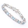 Plated Rhodium 11.26ctw Blue Topaz and Diamond Bracelet