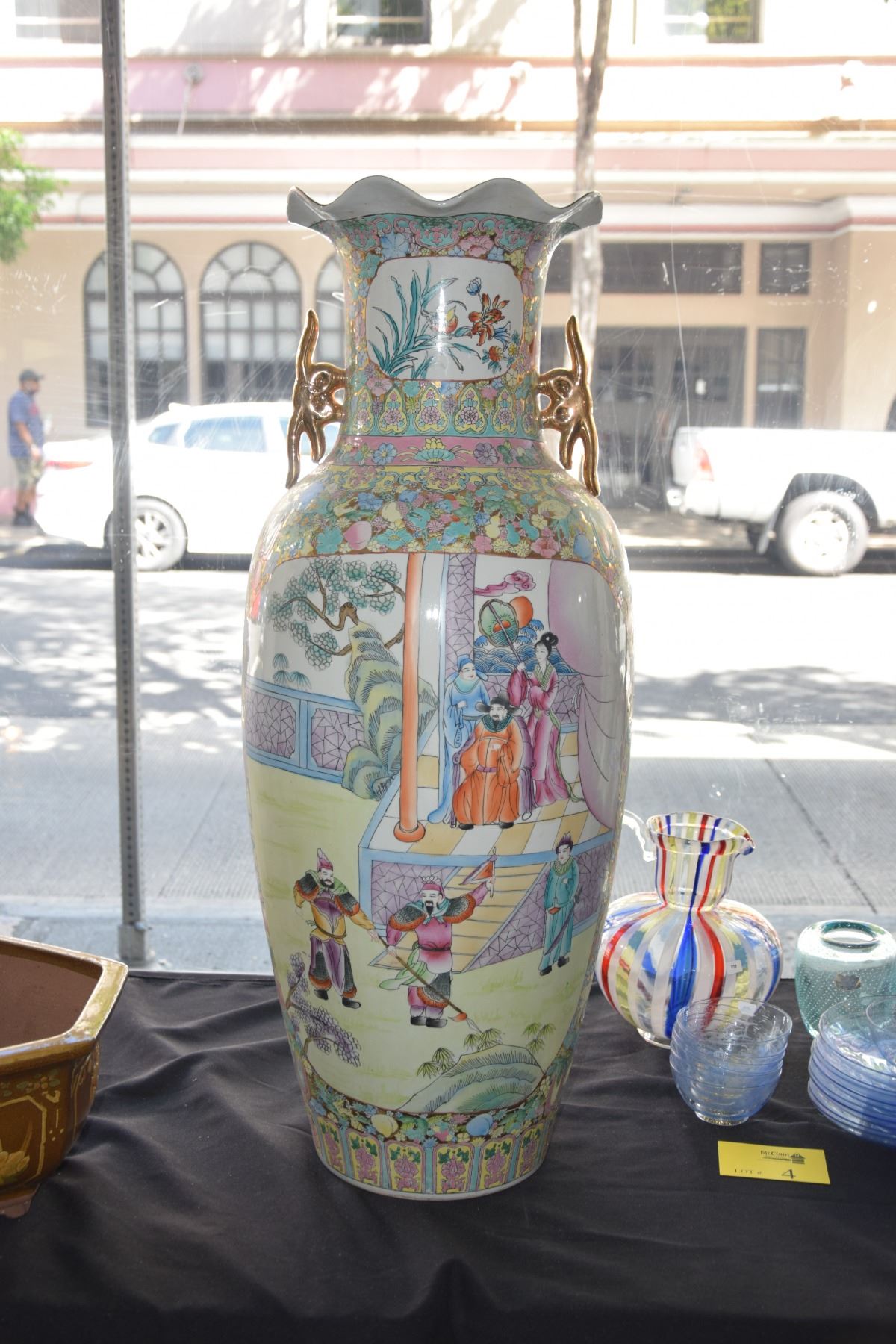 LARGE CHINESE POLYCHROME PORCELAIN VASE (36")