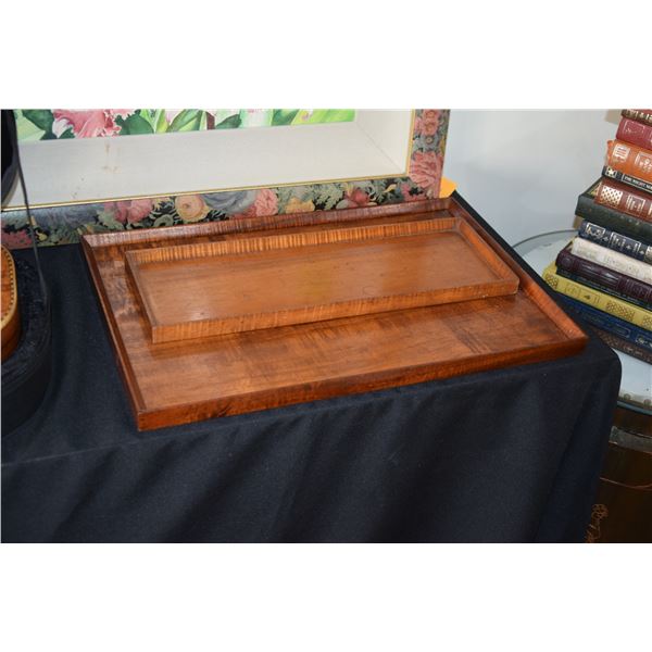 VINTAGE KOA WOOD TRAYS (18" X 6 1/4" & 20 1/2" X 13 1/2")