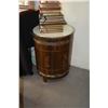 Image 1 : 1950'S ASIAN WOOD DRUM TABLE W/GILT FILLED CARVINGS & BRASS TRIM