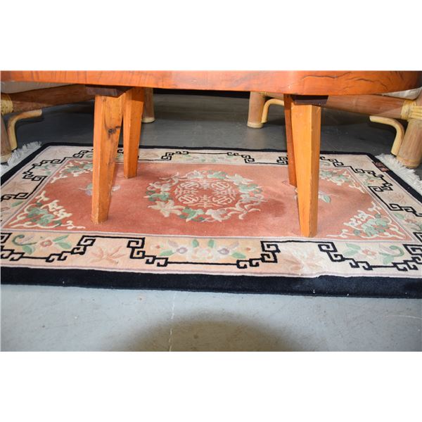 CHINESE WOOL RUG; SIGNED (36" X 63")