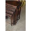 Image 2 : 4 PCS-VINTAGE CHINESE HARDWOOD NESTING TABLES W/DIAMOND DESIGN APRON (18" - 28") (4 PCS)