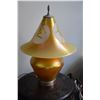 Image 1 : CHINESE GOLD GLASS LAMP W/CHINESE CHARACTERS (16")