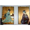 Image 1 : 2 PCS-LACQUERED GEISHA WALL HANGINGS (APPROX 35" X 23 1/2") (2 PCS)