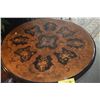 Image 2 : ROUND MARQUETRY FLIP TOP SIDE TABLE (32" X 29 3/4")