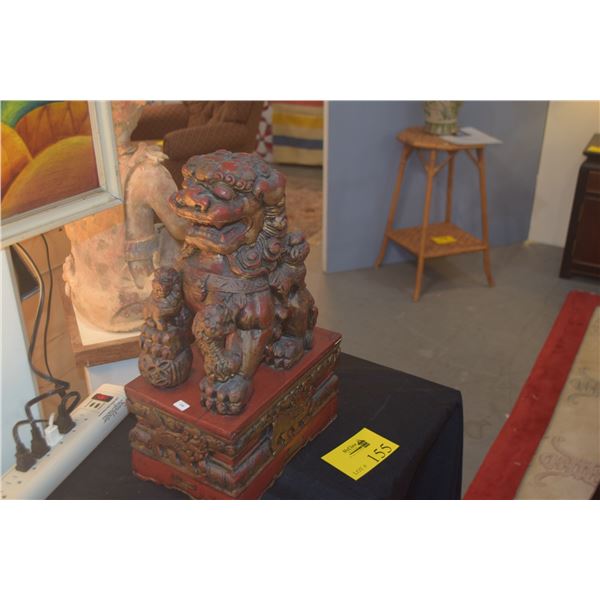 CHINESE CARVED WOOD FOO LIONS (2 PCS)