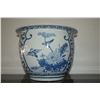 Image 2 : CHINESE PORCELAIN BLUE & WHITE PLANTER, BIRD & FLOWER MOTIF (18" X 11")