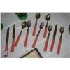 Image 2 : 18 PCS-VINTAGE FRENCH BRASS & BAKELITE FLATWARE & ENGRAVED FISH SERVER SET IN BOX (20 PCS)
