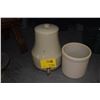 Image 1 : RADIUM ORE REVIGATOR, SAN FRANCISCO, CA. 1915, STONEWARE WATER COOLER W/LID & SMALL CROCK (2 PCS)