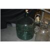 Image 2 : LARGE GREEN GLASS BOTTLE & CLEAR GLASS VASE W/2 HANDLES (2 PCS)