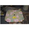Image 2 : CARVED WOOD TABLE W/BIRD & FLORAL MOTIF (23" X 23")