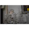 Image 1 : GLASS CHRISTMAS TREES, THOMAS KINKADE WHITE CHRISTMAS SNOWMAN & OIL LAMPS W/HURRICANE SHADES (5 PCS)