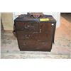 Image 1 : SMALL JAPANESE WOOD TANSU W/3 DRAWERS & 1 DOOR (20" X 20" X 14 1/4")