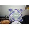 Image 2 : COLLECTION OF WOOD BOWLS, WEDGWOOD PLATES, COAT OF ARMS COASTER & QUILTED PILLOW (7 PCS)