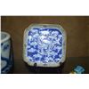 Image 2 : MIX LOT: CHINESE ENAMEL DISH & ASHTRAY, PORCELAIN DRAGON INCENSE POT & TRIANGLE DISH, CLOISONNE LIDD