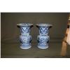 Image 1 : PAIR-"GU" SHAPED BLUE & WHITE PORCELAIN DRAGON VASES, EACH MARKED WAN LI, MING (8 3/4")