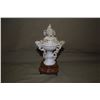 Image 2 : CHINESE JADEITE HIGH FOOTED INTRICATELY CARVED CENSER W/SILVER INLAID WOOD STAND