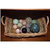 Image 1 : COLLECTION OF ASSORTED ORBS IN BASKET (17 PCS)