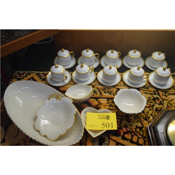 FITZ & FLOYD POTS DE CREME W/LID & SAUCER (GOLD RIM) W/ASSORTED LENOX BOWLS (28 PCS)