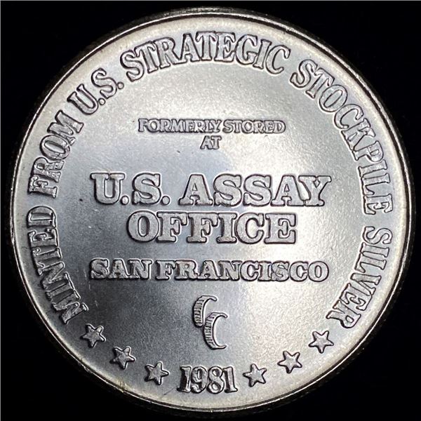 1981 U.S. Assay Office 1 ozt .999 Silver Trade Unit